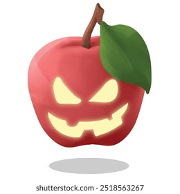 halloween mascot. scary apple fruit illustration for design