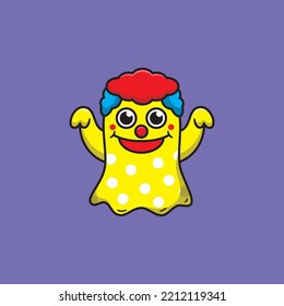 Halloween mascots include ghosts, clowns. vector illustration