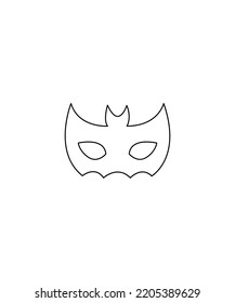 Halloween Mask,  Carnival mask vector isolated on white background. line art vector. illustration of Halloween mask. Perfect for coloring book, textiles, icon, web, painting, children's books, t-shirt