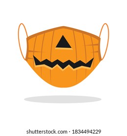 Halloween mask - covid-19 medical mask with funny design. Holiday costume vector illustration.