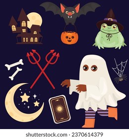 halloween mask elements collection vector design illustration