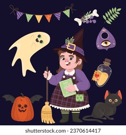 halloween mask elements collection vector design illustration