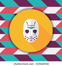 Halloween mask flat icon with long shadow,eps10