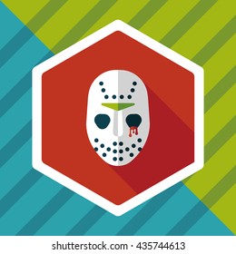 Halloween mask flat icon with long shadow,eps10