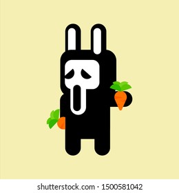 halloween mask with rabbit costume. halloween icon, flat character and mascot