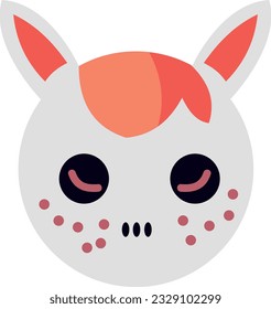 halloween mask, rabbit mask, scary mask, autumn illustration, children's illustration ,vector, book illustration, rabbit