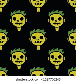 halloween mask seamless doodle pattern, vector illustration