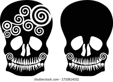 Halloween mask skull with teeth ornament. Vector illustration.