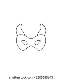 Halloween Mask, Halloween Vector isolated on white Background. outline vector. illustration of Halloween mask. Perfect for coloring book, textiles, icon, web, painting, children's books, t-shirt print