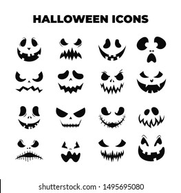 Halloween Masks. Smiling Faces. Pumpkin Smile. Vector