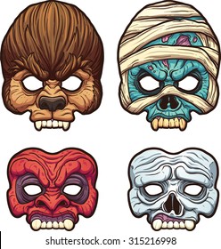 Halloween masks. Vector clip art illustration with simple gradients. Each on a separate layer.