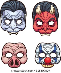 Halloween masks. Vector clip art illustration with simple gradients. Each on a separate layer.