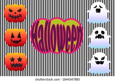 Halloween Material, Ghost Pumpkin and Ghost Set