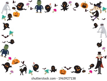 Halloween material, jack-o-lantern, ghosts, mummies, vampires, bats on white background