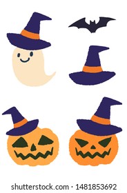 Halloween material set witch pumpkin ghost