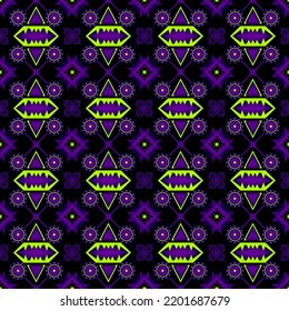 Halloween Maya Pattern Seamless Ethnic Design Abstract Ornament Geometric Art