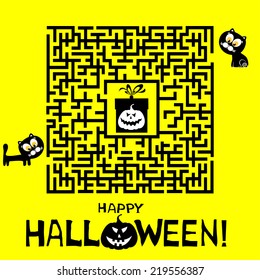 Halloween Maze. Happy Halloween. Vector Illustration 