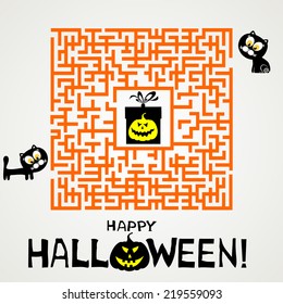 Halloween Maze. Happy Halloween. Vector Illustration 