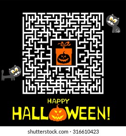 Halloween Maze. Happy Halloween. Vector Illustration 