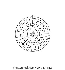 halloween maze labyrinth game for kids. Labyrinth logic conundrum. Three entrance and one right way to go. Vector illustration for halloween