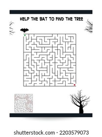 Halloween maze puzzle game activity. 