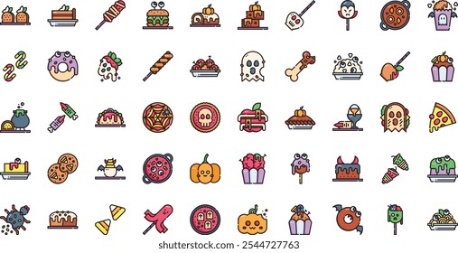 Halloween meals icons High-Quality Vector Icons Collection with Editable Stroke. Ideal for Professional and Creative Projects.