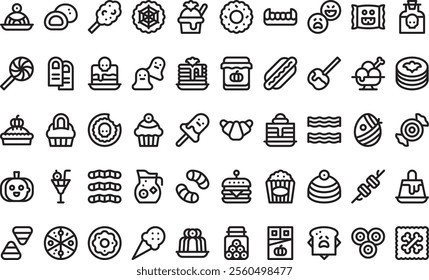 Halloween meals icons High-Quality Vector Icons Collection with Editable Stroke. Ideal for Professional and Creative Projects.