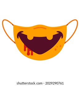 Halloween medical pumpkin mask vector cartoon illustration isolated on a white background.