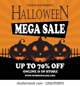 Halloween mega sale poster flyer social media post template design