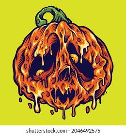 Halloween Melt Pumpkins Horror Vector illustrations for your work Logo, mascot merchandise t-shirt, stickers and Label designs, poster, greeting cards advertising business company or brands.
