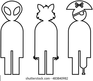 halloween men silhouette, stick figure

