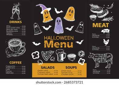 Halloween-Menü auf schwarzem Hintergrund