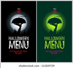 Halloween Menu Cards Design template set.