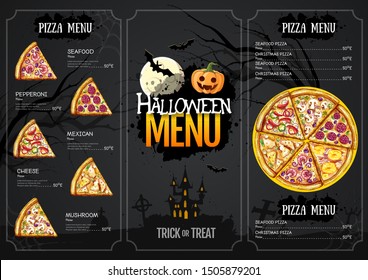 Halloween menu design with jack o lantern. Restaurant menu