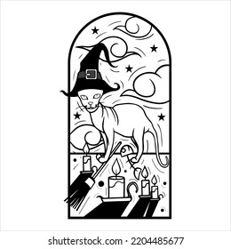 Halloween meow. Perfect for your Halloween design elements and coloring book.