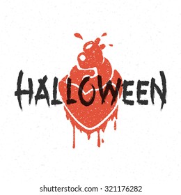 Mensaje de Halloween e ilustración del vector del corazón sanguíneo