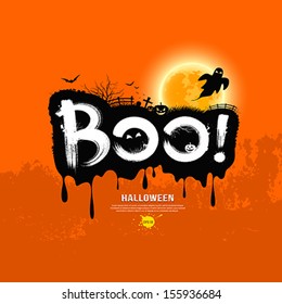 Halloween Message Boo!. Design Background, Vector Illustration