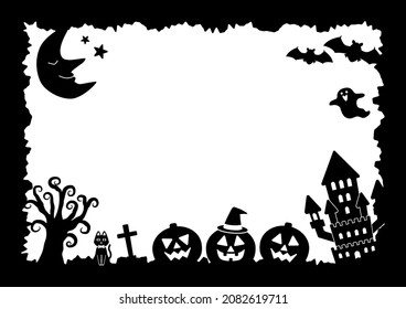 Halloween message card with monotone silhouette