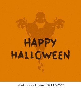 Halloween message and scary ghost vector illustration