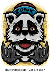 Halloween metal panda vector illustration