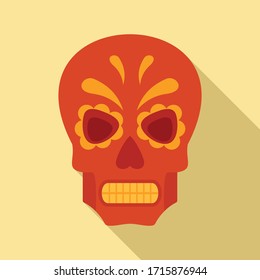 Halloween mexican skull icon. Flat illustration of halloween mexican skull vector icon for web design