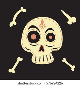 Halloween, Mexican sugar skull cartoon