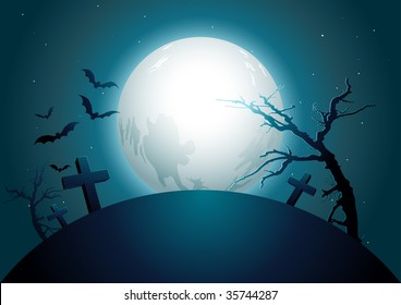halloween midnight. vector illustration. Elements are layered separately in vector file.