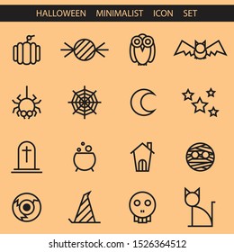 Halloween Minimalist Icon Set - Vector
