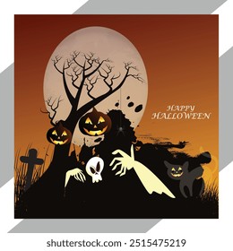 halloween  mockup pumpkins on dark background