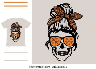 Halloween Mom Skull T Shirt Design 