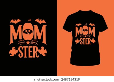 Halloween Mom Ster T-Shirt Design  illustration.