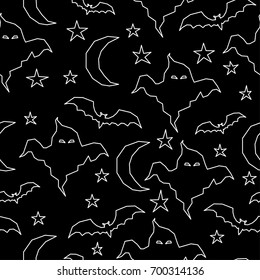 Halloween monochrome seamless pattern background. Abstract black and white halloween pattern for design card, party invitation, poster, album, menu, t shirt, bag print etc.