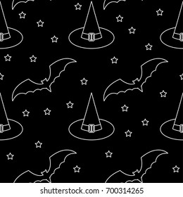 Halloween monochrome seamless pattern background. Abstract black and white halloween pattern for design card, party invitation, poster, album, menu, t shirt, bag print etc.