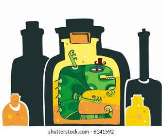 halloween monster in the bottle